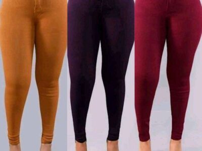 3 Pack Ladies High Waist Jeans Body Shapers - Maroon, Purple, Gold yellow