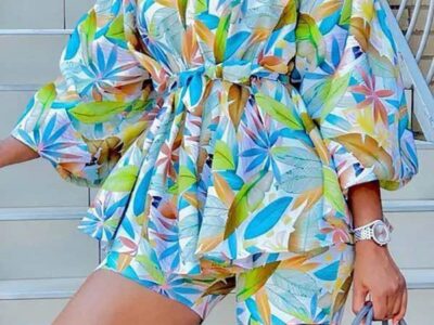 Leaf Print Off The Shoulder Belted Top And Set